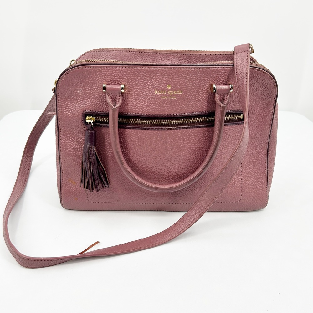 Kate Spade Kalen Chester Street Pebbled Leather Satchel Crossbody‎ Bag Mauve